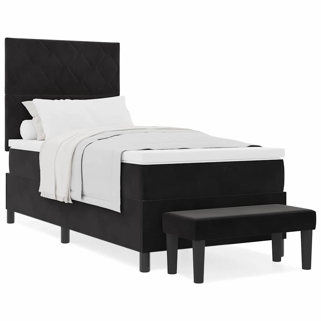Letto a molle con materasso Nero 100 x 200 cm Velluto
