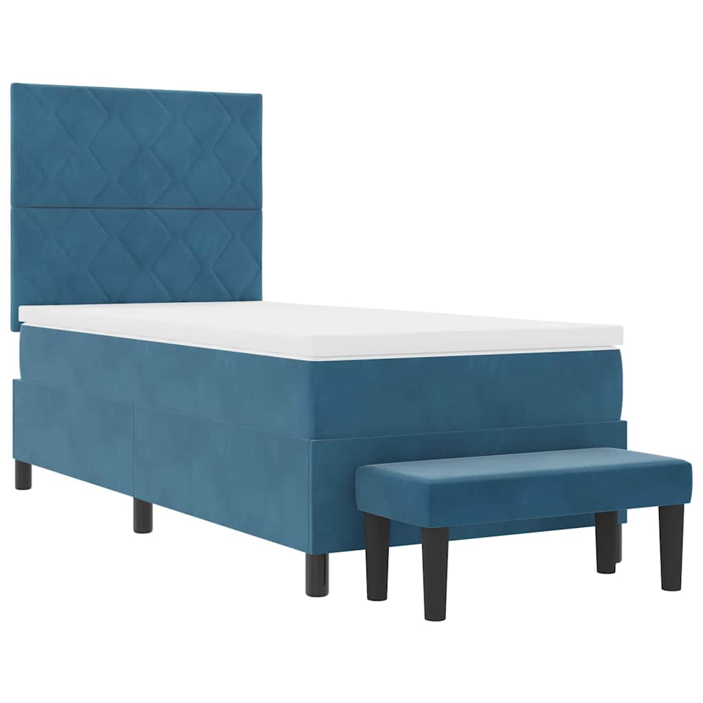 Letto a molle con materasso Blu scuro 100 x 200 cm Velluto