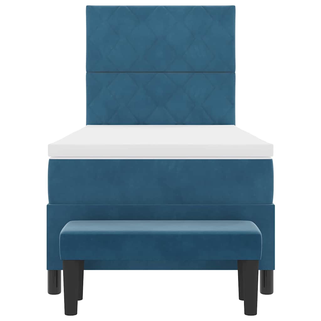 Letto a molle con materasso Blu scuro 100 x 200 cm Velluto