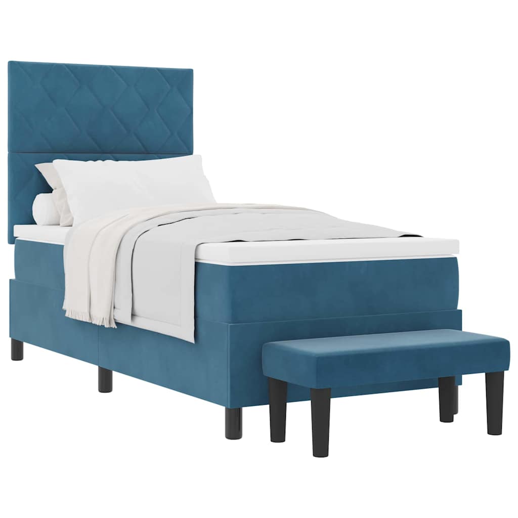 Letto a molle con materasso Blu scuro 100 x 200 cm Velluto