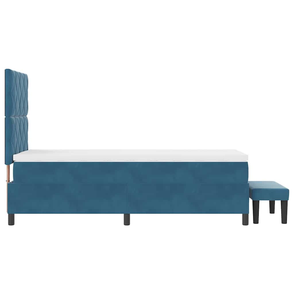 Letto a molle con materasso Blu scuro 100 x 200 cm Velluto
