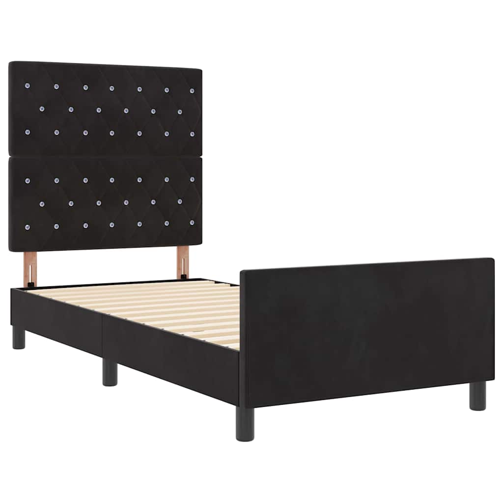 Struttura del letto con testiera Nero 90 x 200 cm Velluto