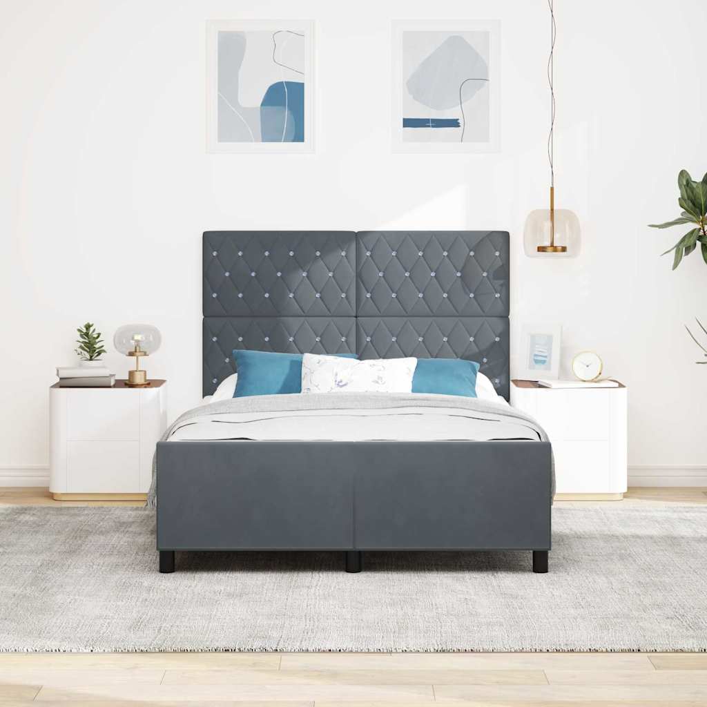 Struttura del letto Grigio scuro 140 x 200 cm Velluto