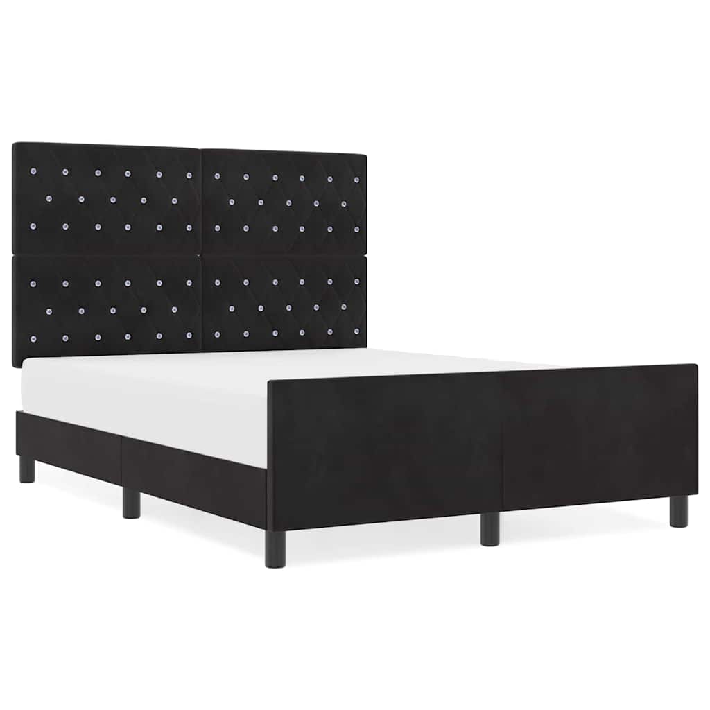 Struttura del letto con testiera Nero 160 x 200 cm Velluto