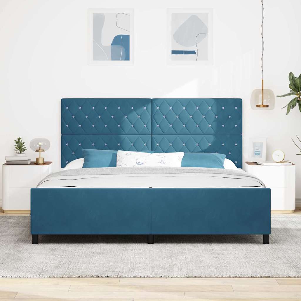 Struttura del letto con testiera Blu scuro 200 x 200 cm Velluto