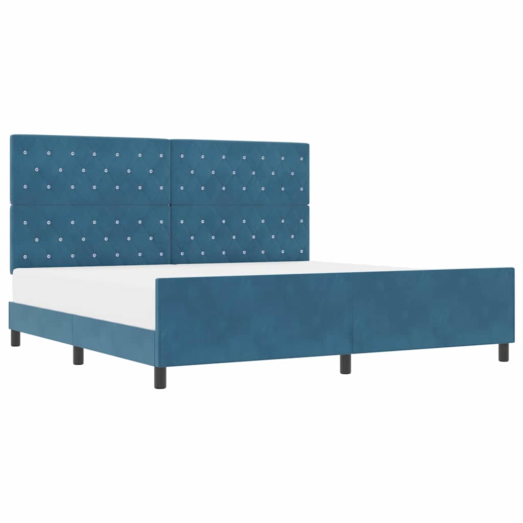 Struttura del letto con testiera Blu scuro 200 x 200 cm Velluto