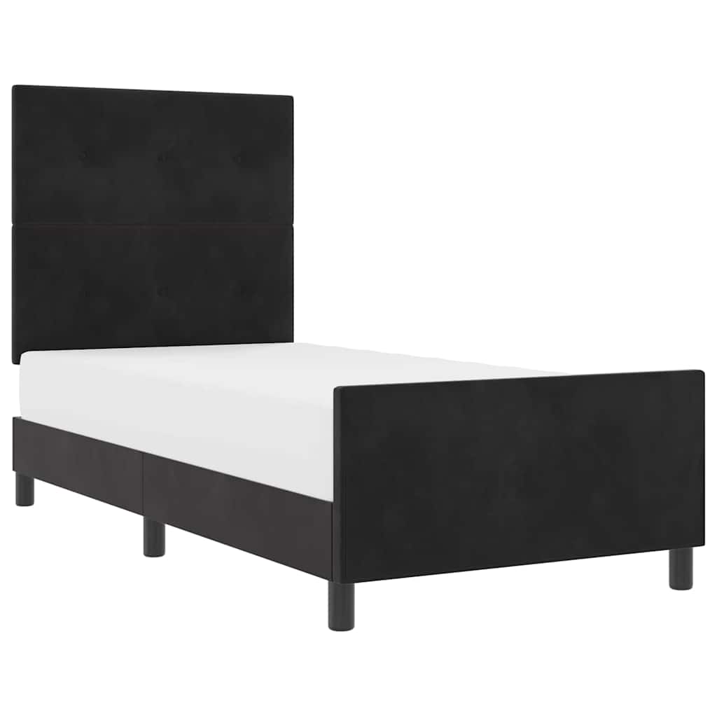 Struttura del letto con testiera Nero 100 x 200 cm Velluto