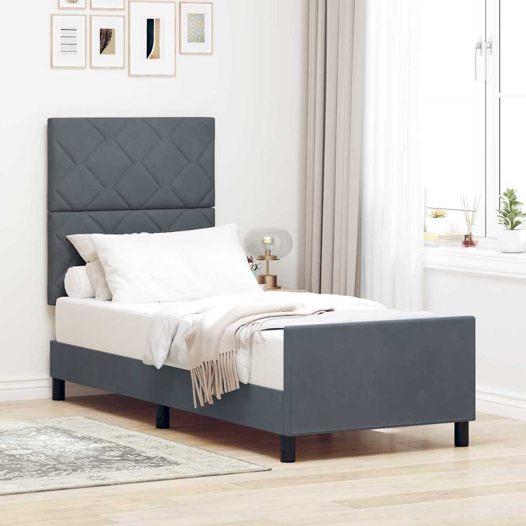 Struttura del letto Grigio scuro 80 x 200 cm Velluto