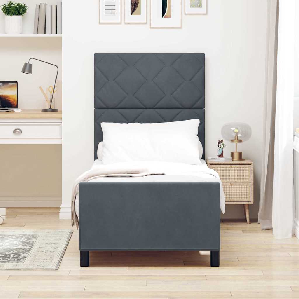 Struttura del letto Grigio scuro 80 x 200 cm Velluto