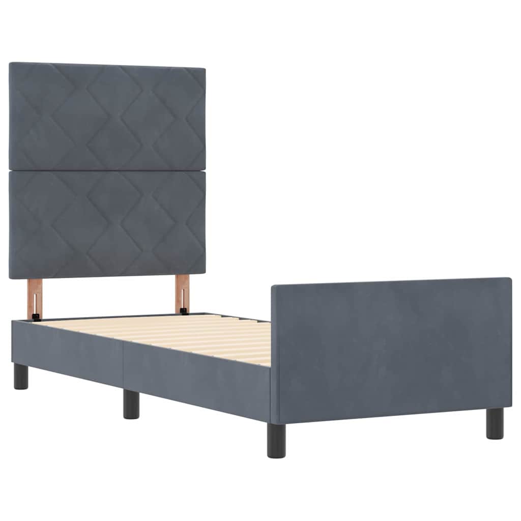Struttura del letto Grigio scuro 80 x 200 cm Velluto