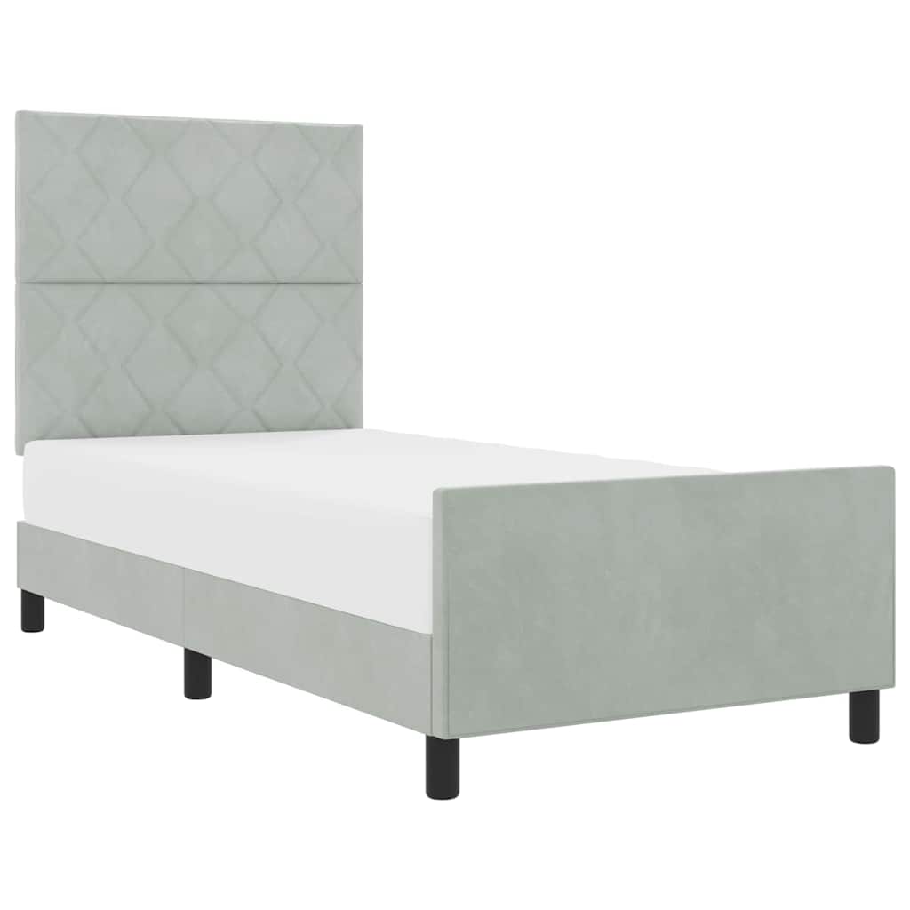 Struttura del letto Grigio chiaro 90 x 190 cm Velluto