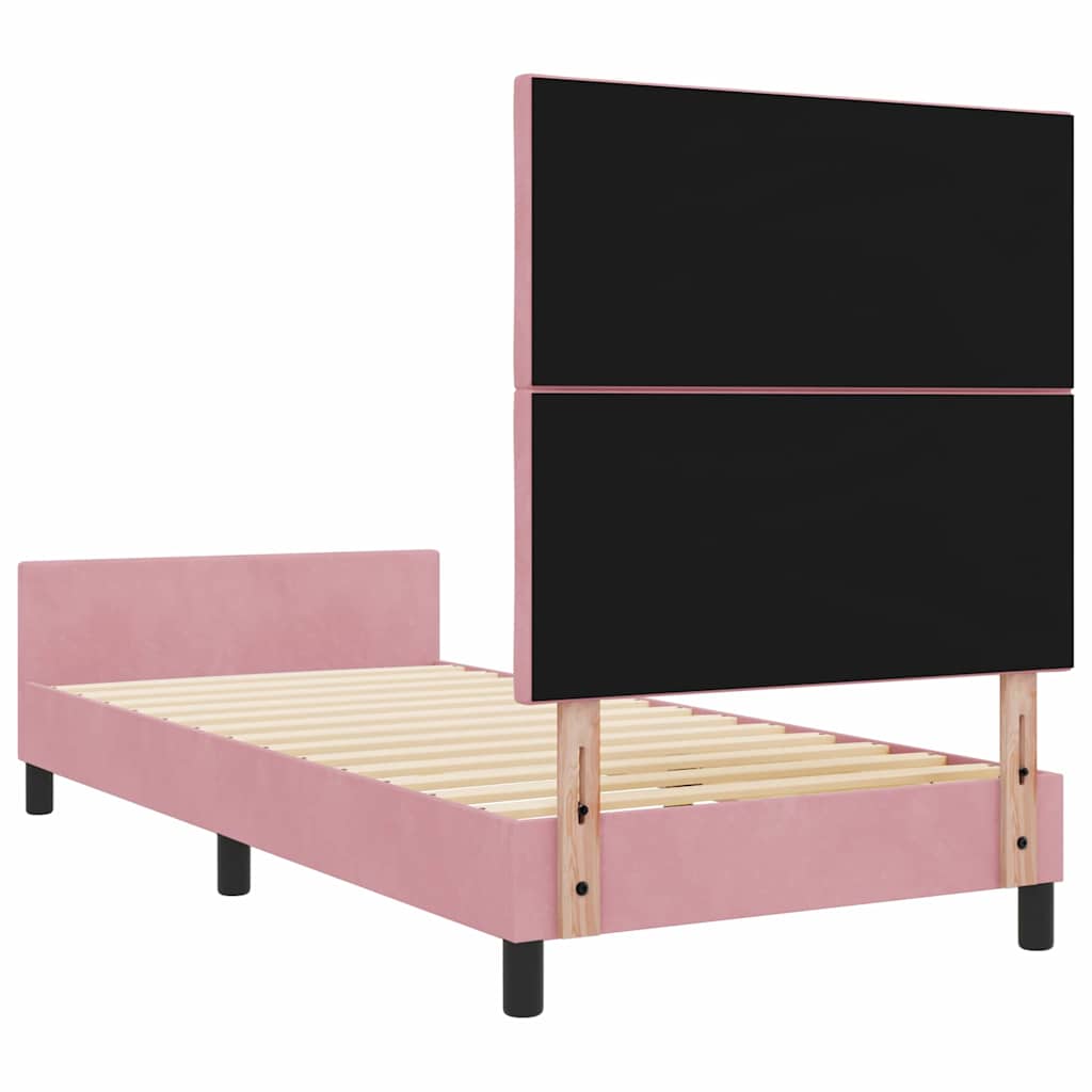 Struttura del letto con testiera Rosa 90 x 200 cm Velluto