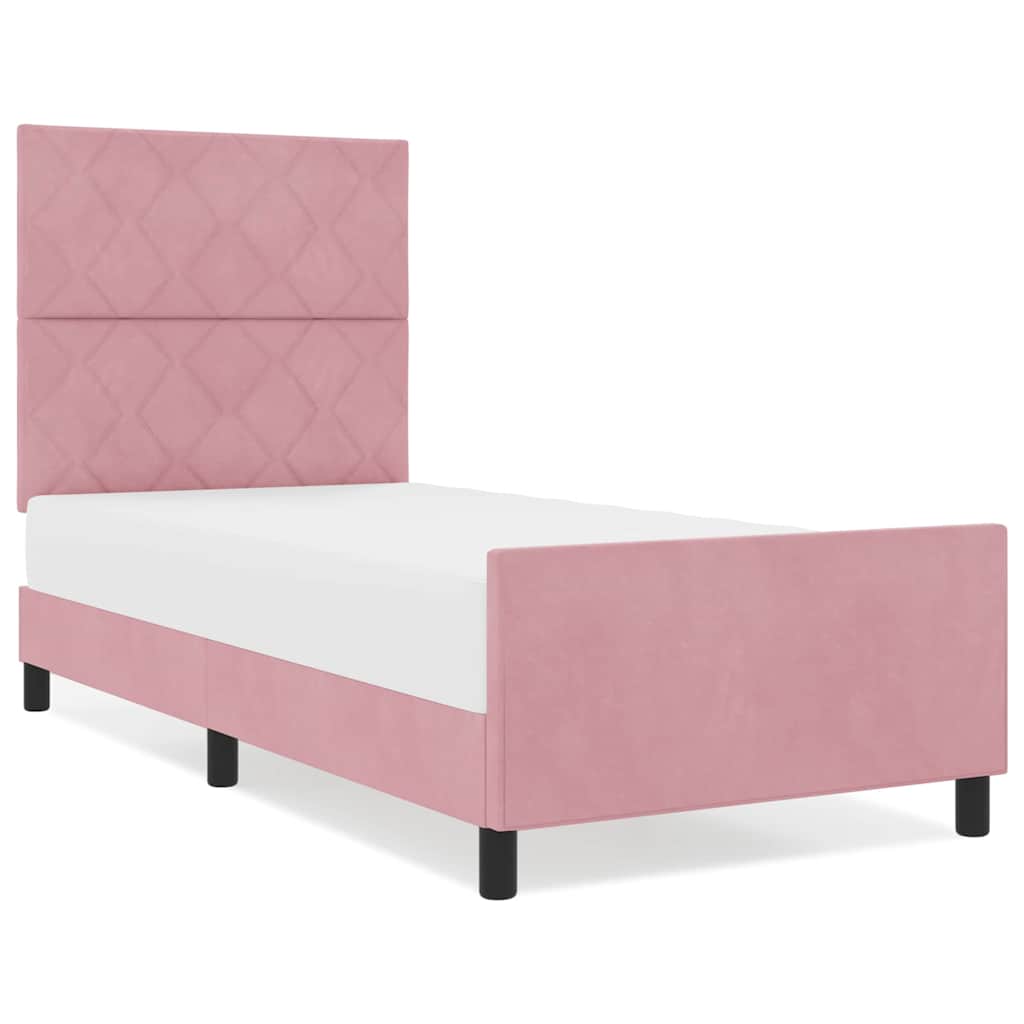 Struttura del letto con testiera Rosa 90 x 200 cm Velluto