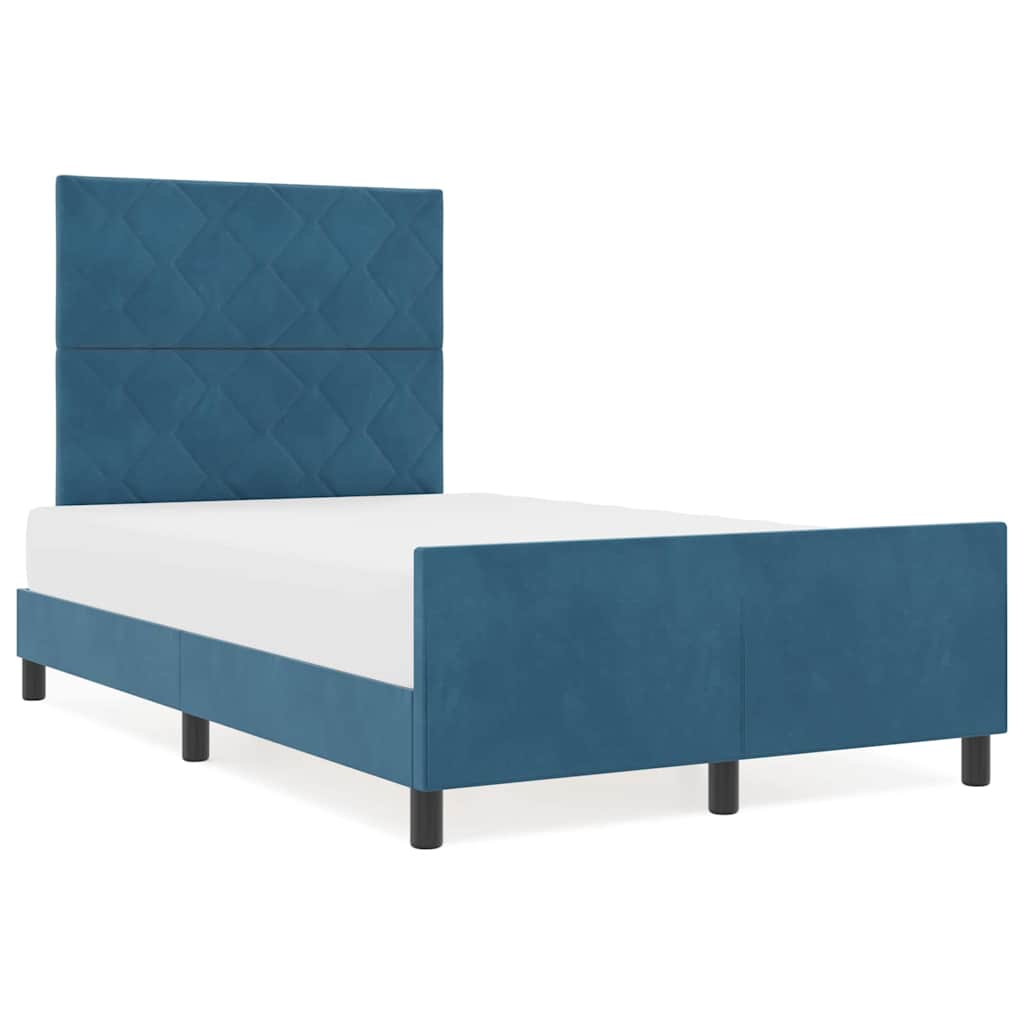 Struttura del letto con testiera Blu scuro 120 x 190 cm Velluto