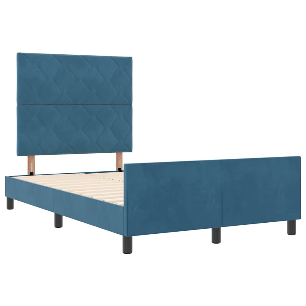 Struttura del letto con testiera Blu scuro 120 x 200 cm Velluto