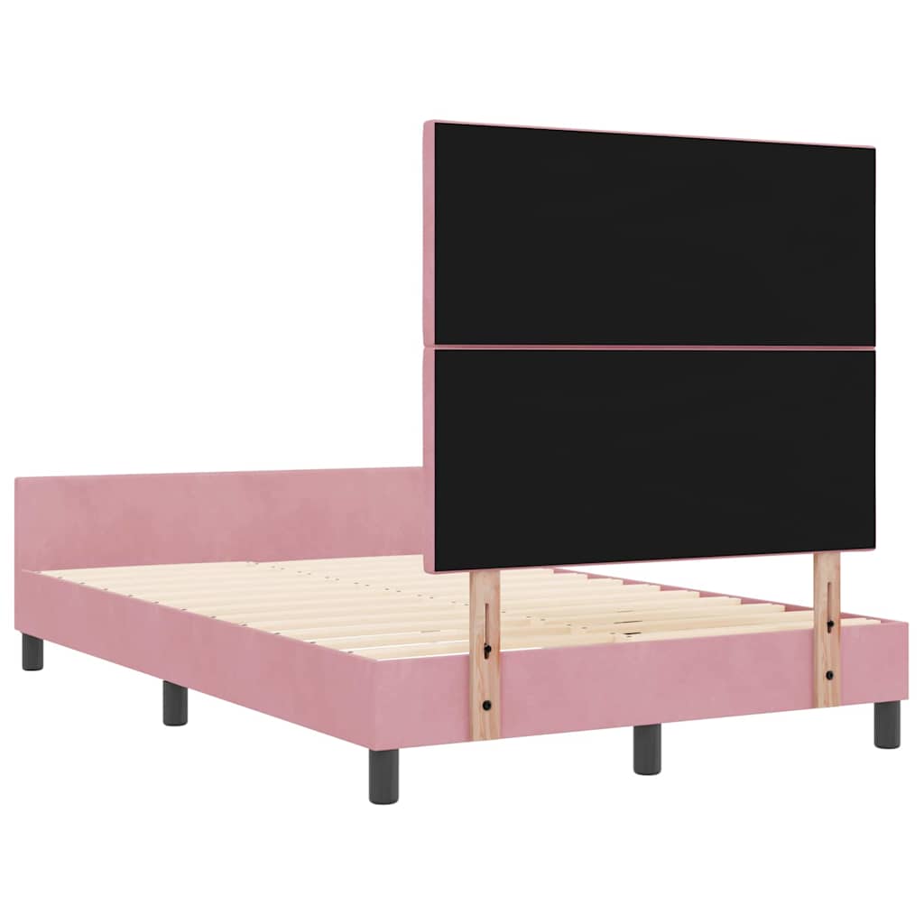Struttura del letto con testiera Rosa 120 x 200 cm Velluto