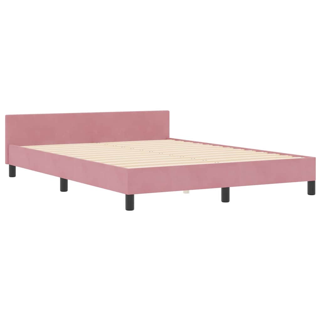 Struttura del letto con testiera Rosa 160 x 200 cm Velluto