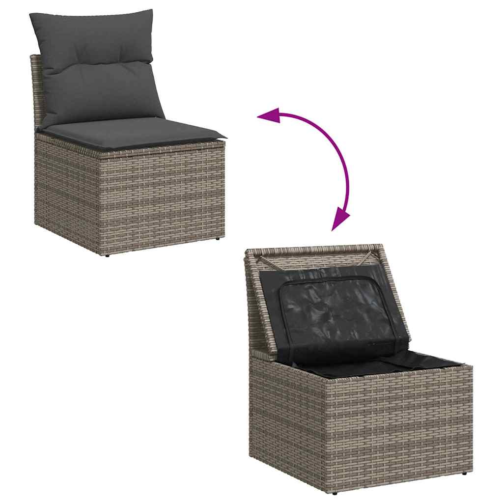 Set Divano da Giardino con cuscino 6 pcs Grigio Poly Rattan