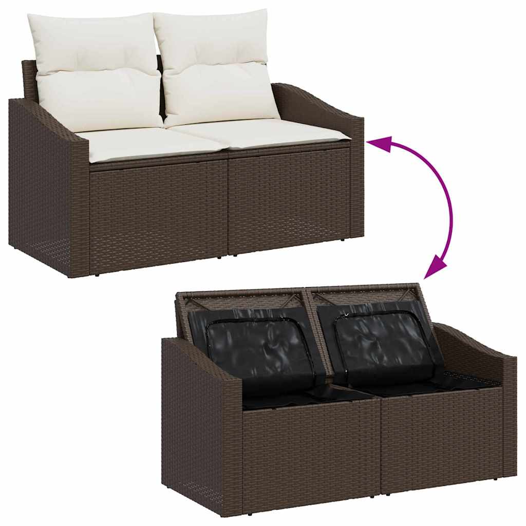 Set Divano da Giardino 8 pcs Marrone Poly Rattan - homemem39
