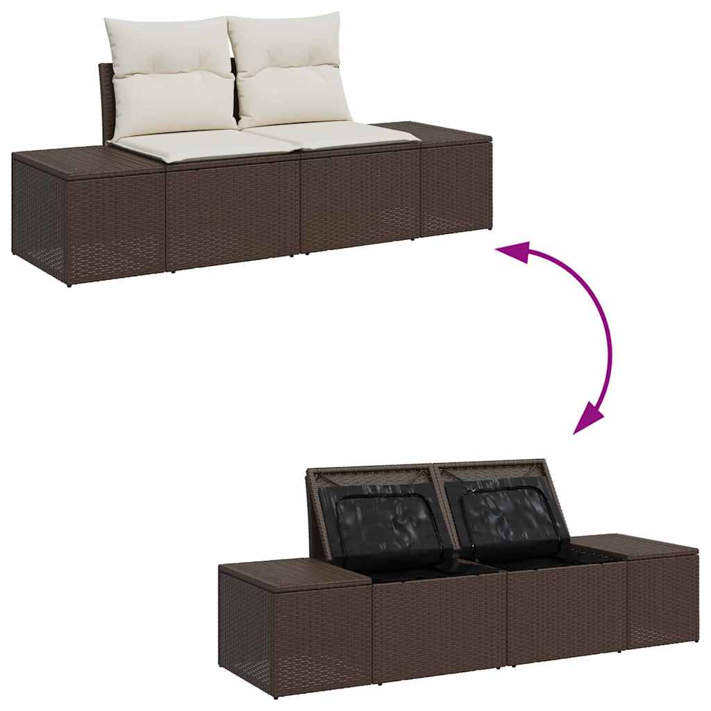 Set Divano da Giardino 9 pz Marrone e Crema | homemem39