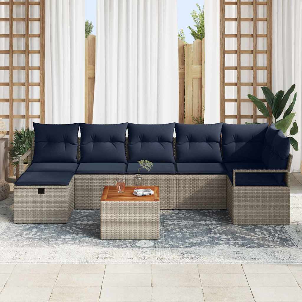 Set Divano da Giardino 8 pz Grigio polyrattan - homemem39