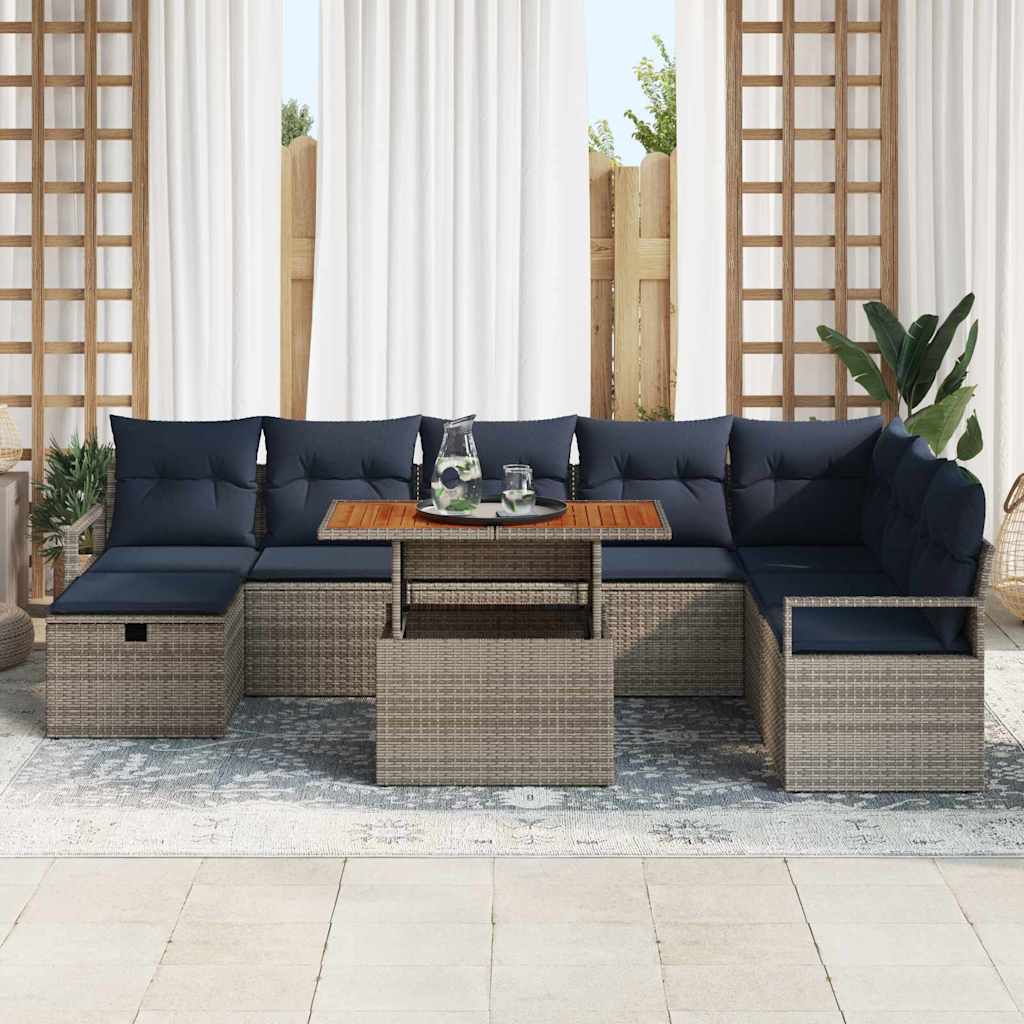 Set Divano da Giardino 9 pz Grigio polyrattan - homemem39