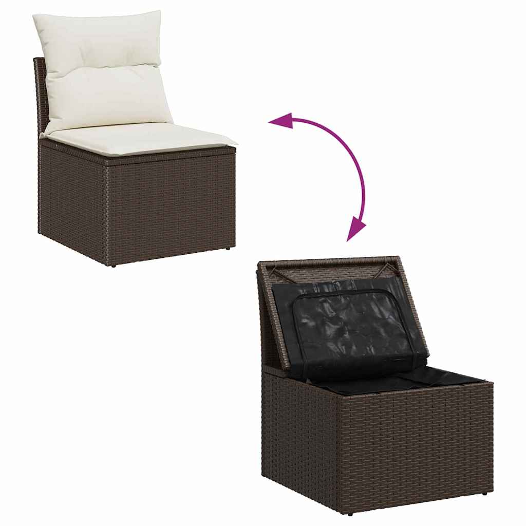 Set Divano da Giardino con cuscino 6 pcs Marrone Poly Rattan