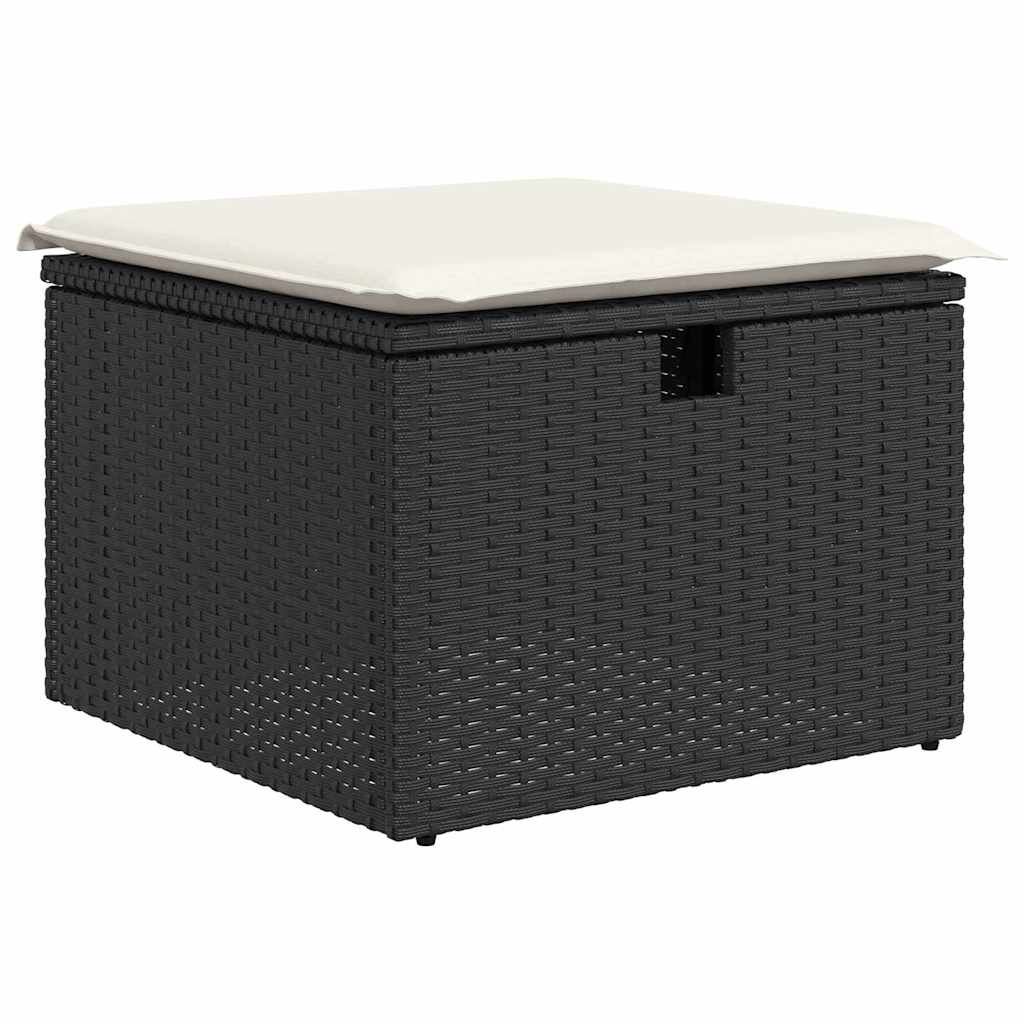 Set Divano da Giardino con cuscino 9 pcs Nero Poly Rattan