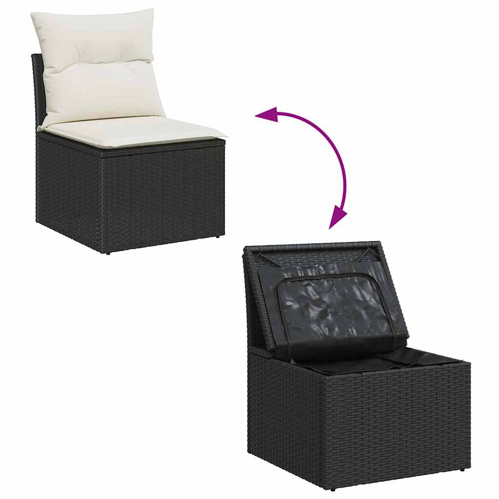 Set Divano da Giardino con cuscino 4 pcs Nero Poly Rattan