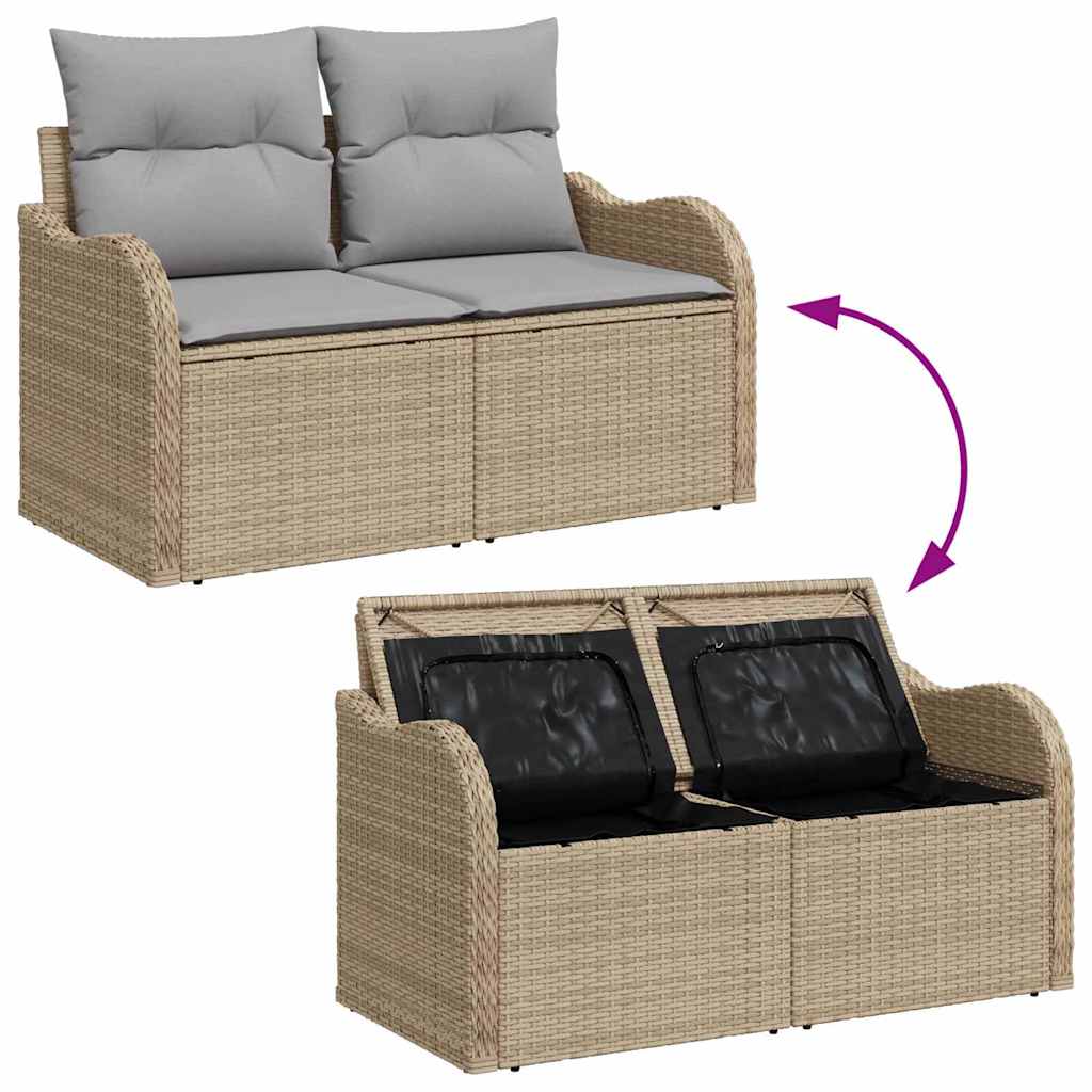 Set Divano da Giardino con cuscino 6 pcs Beige Poly Rattan