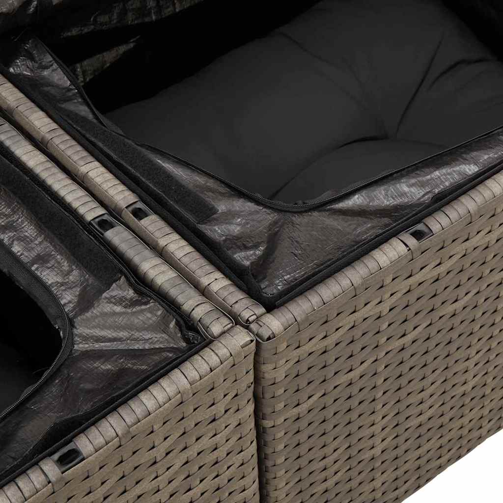 Set Divano da Giardino con cuscino 6 pcs Grigio Poly Rattan