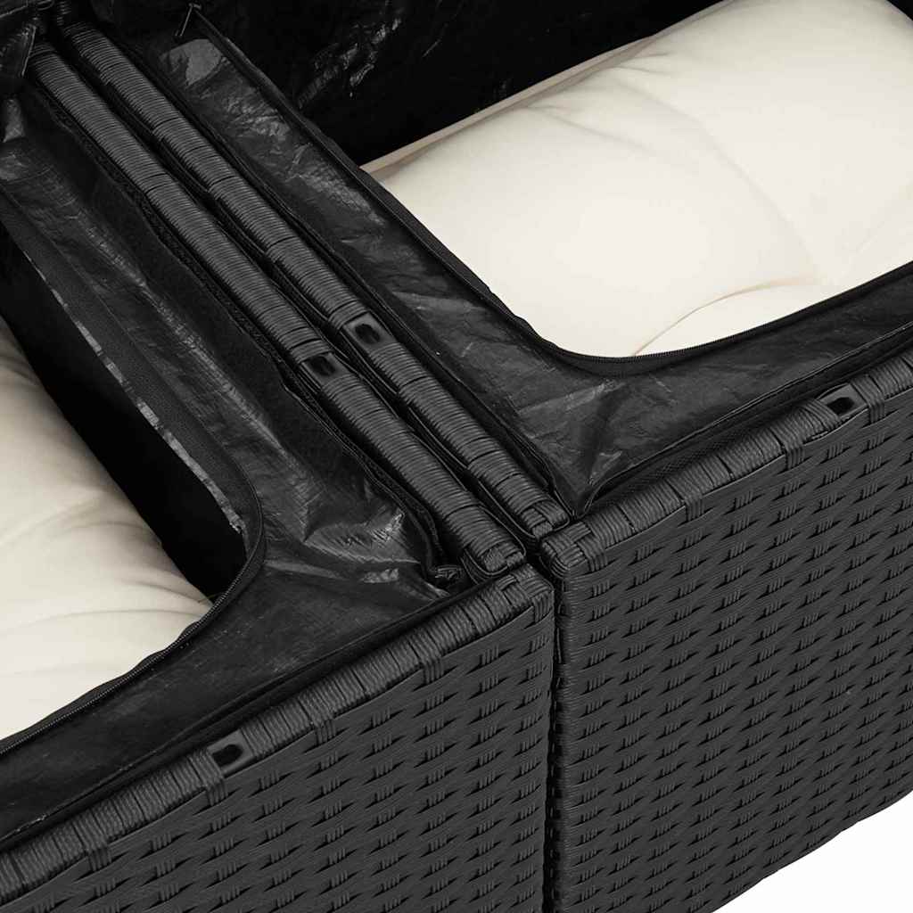 Set Divano da Giardino con cuscino 6 pcs Nero Poly Rattan