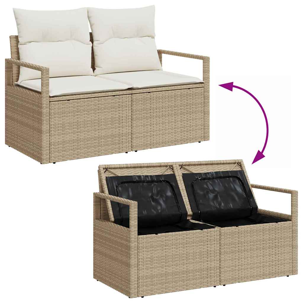 Set Divano da Giardino con cuscino 6 pcs Beige Poly Rattan | homemem39