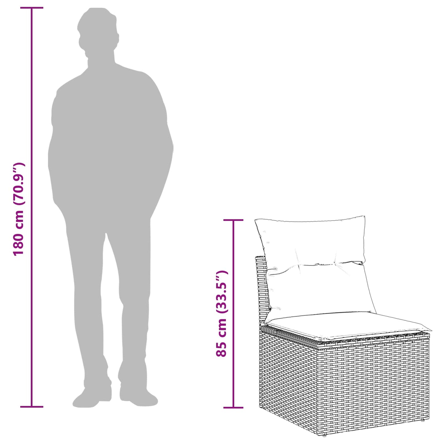 Set Divano da Giardino con cuscino 6 pcs Beige Poly Rattan