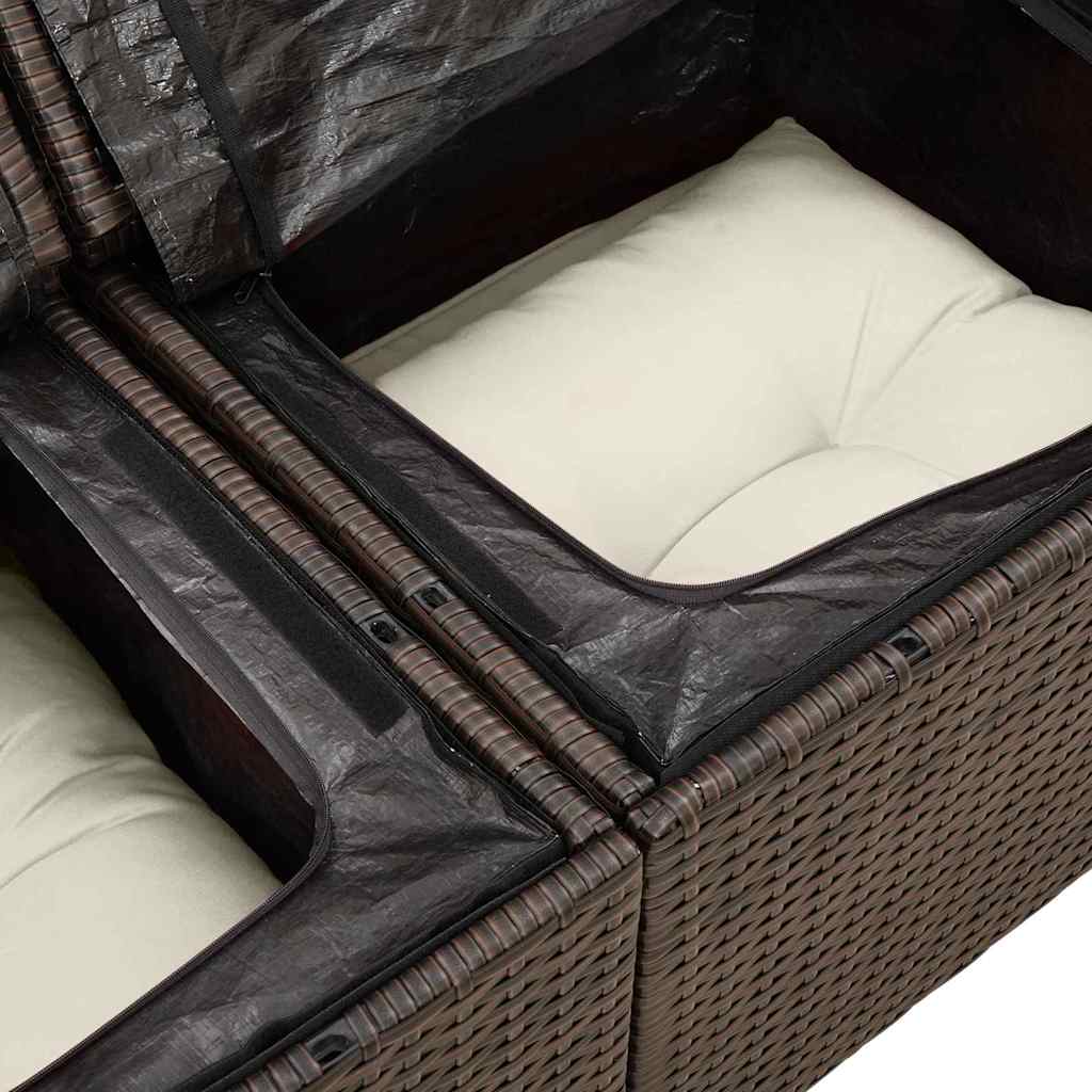 Set Divano da Giardino con cuscino 6 pcs Marrone Poly Rattan