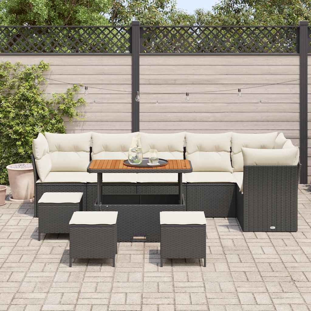 Set Divano da Giardino 10 pz Nero polyrattan - homemem39