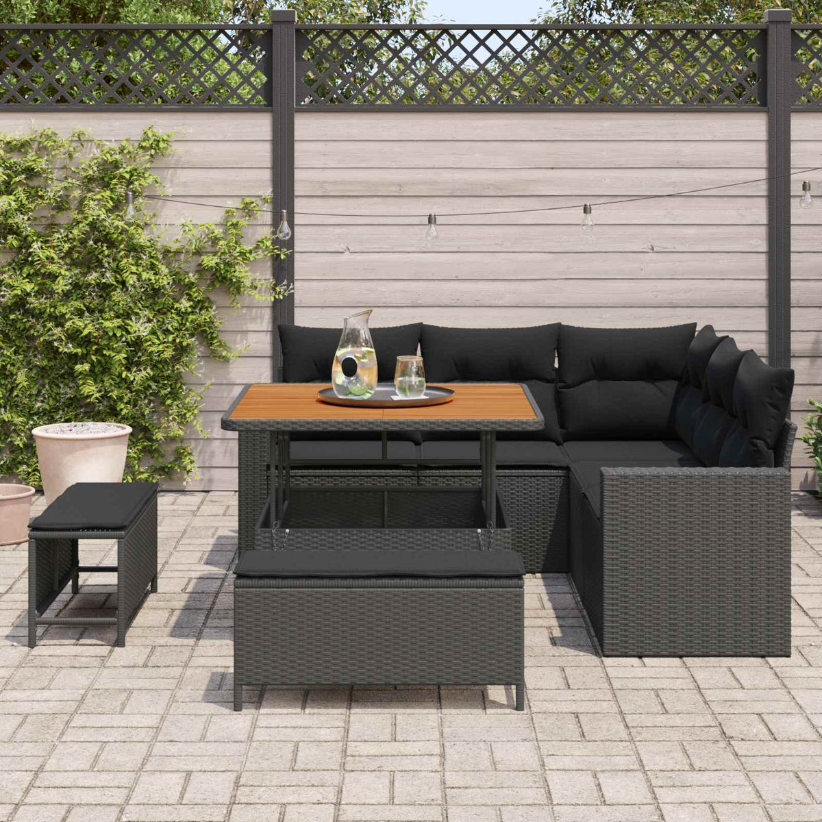 Set Divano da Giardino 8 pz Nero polyrattan | homemem39
