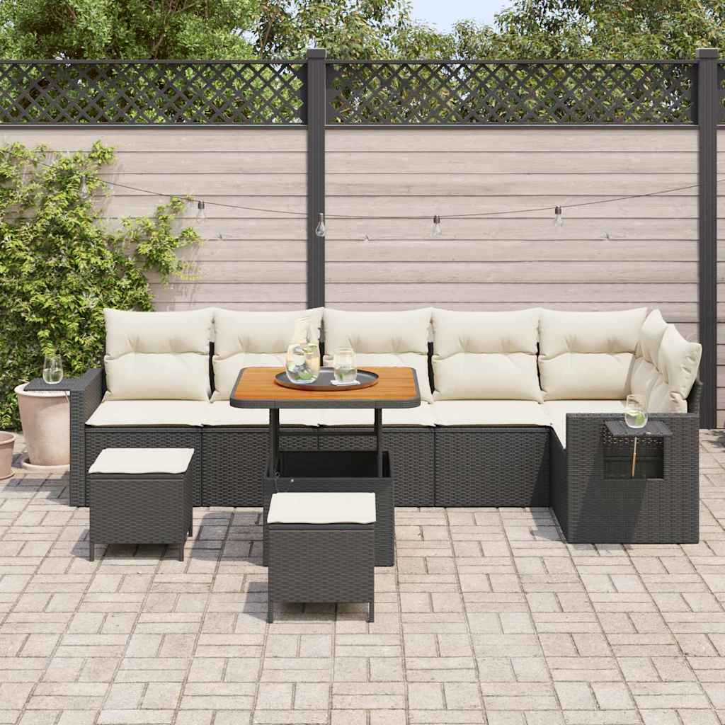 Set Divano da Giardino 9 pz Nero polyrattan - homemem39