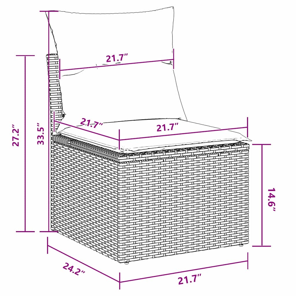 Set Divano da Giardino 10 pcs Nero polyrattan