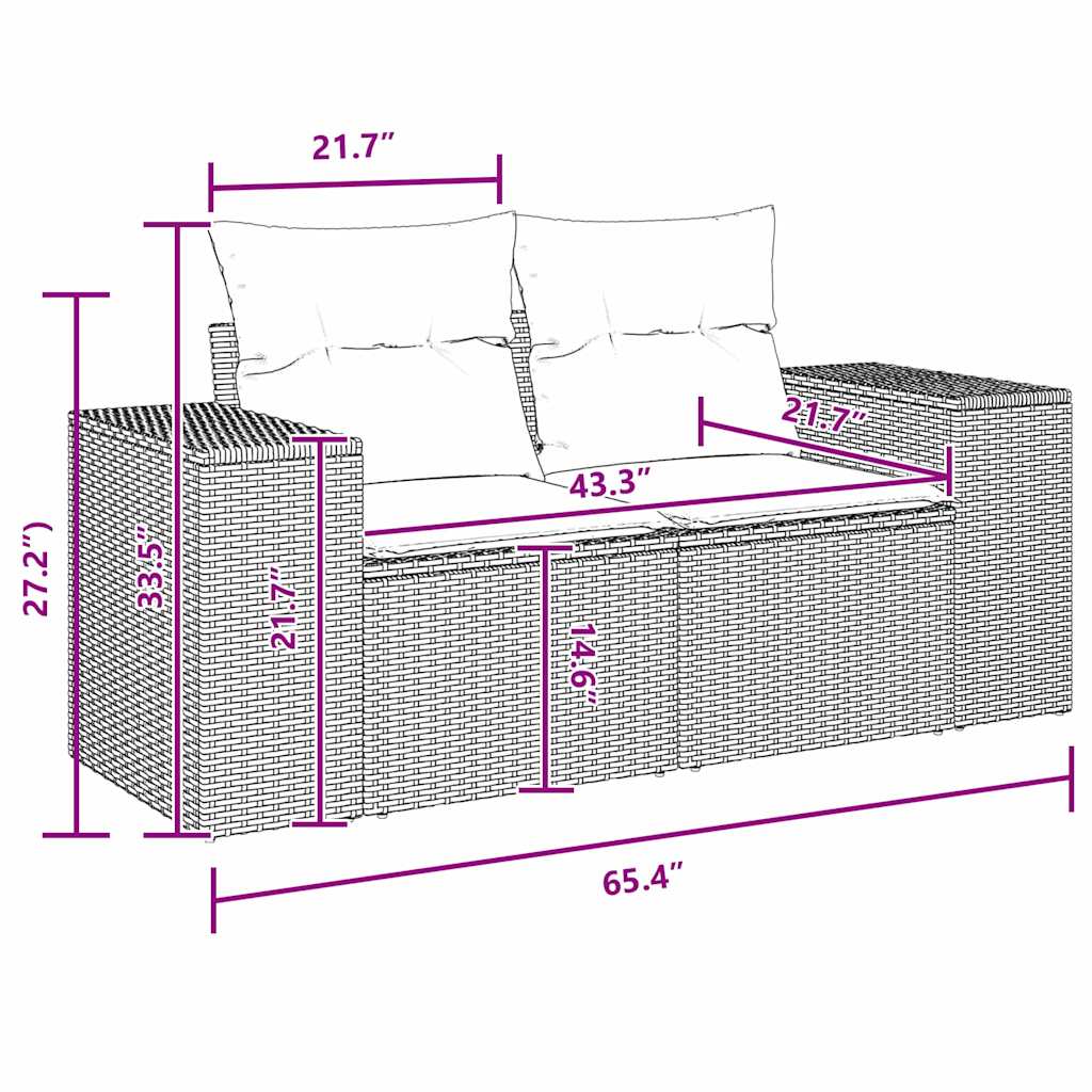 Set Divano da Giardino 8 pcs Nero polyrattan