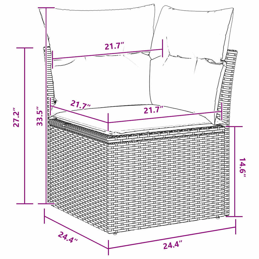 Set Divano da Giardino 8 pcs Nero polyrattan