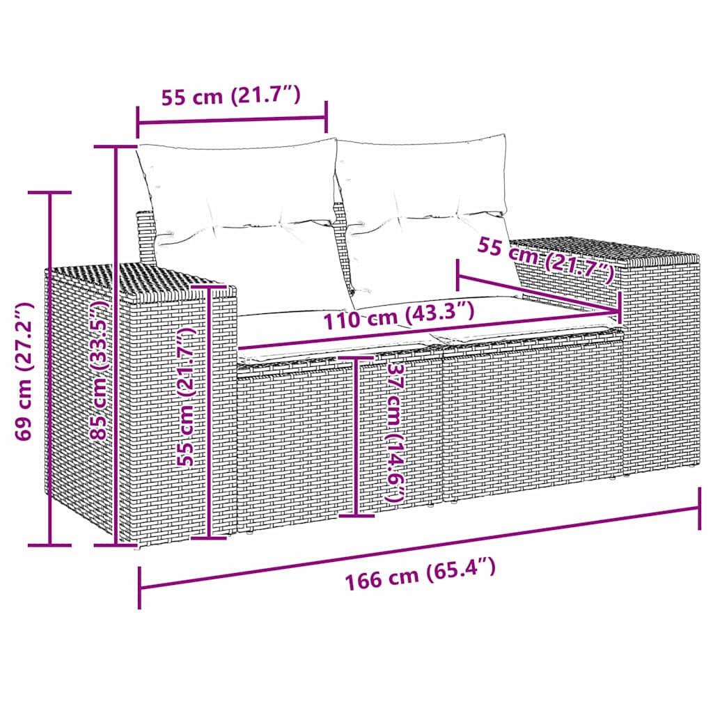 Set Divano da Giardino 9 pcs Nero polyrattan - homemem39