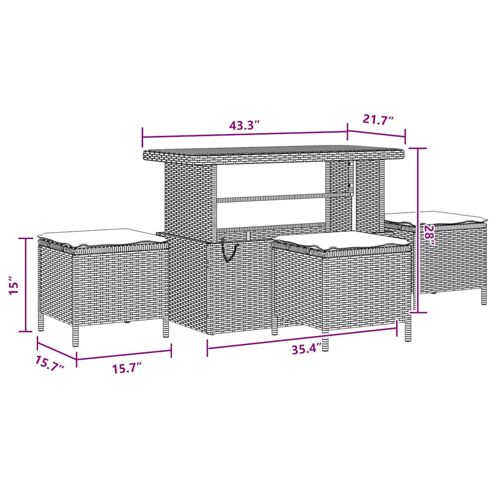 Set Divano da Giardino con cuscino 10 pcs Nero polyrattan