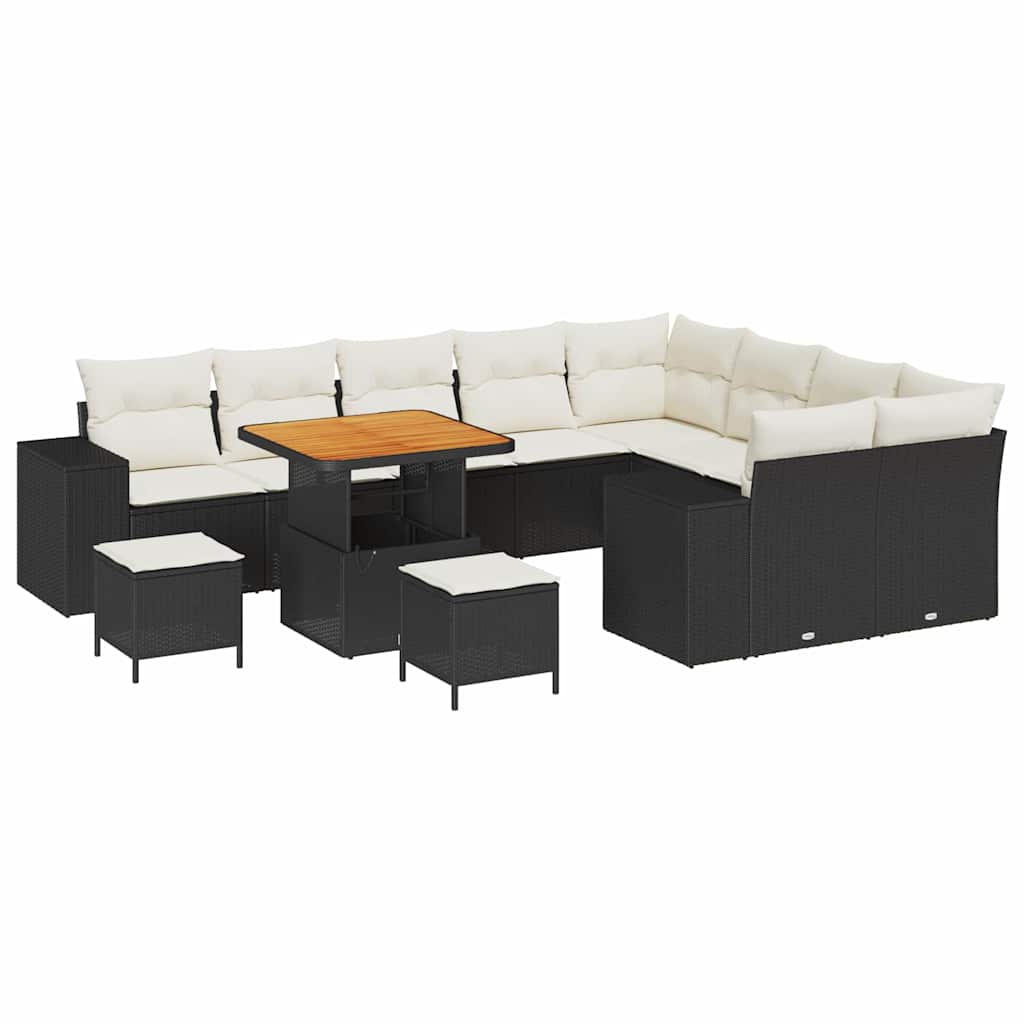 Set Divano da Giardino 12 pcs Nero polyrattan