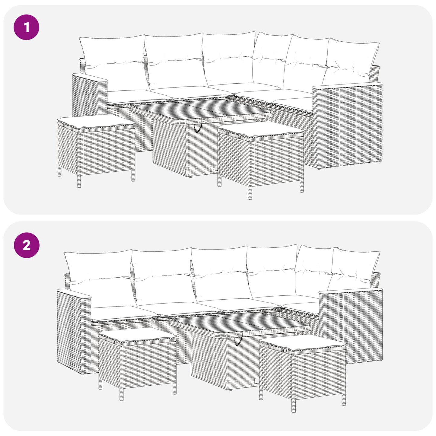 Set Divano da Giardino 8 pz Nero polyrattan | homemem39