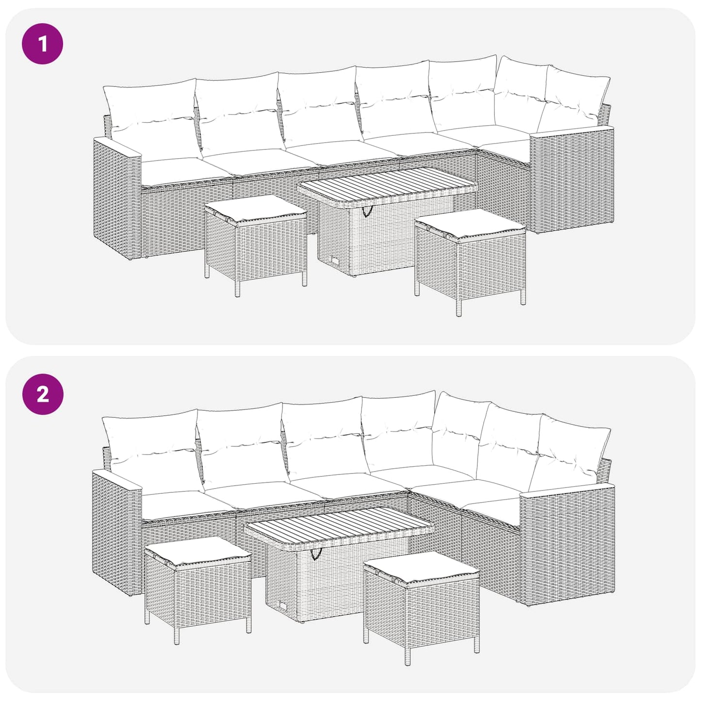 Set Divano da Giardino 9 pcs Beige polyrattan | homemem39