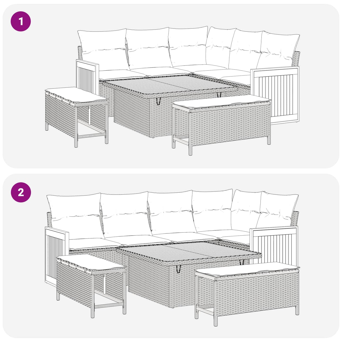 Set Divano da Giardino con cuscino 8 pcs Nero | homemem39