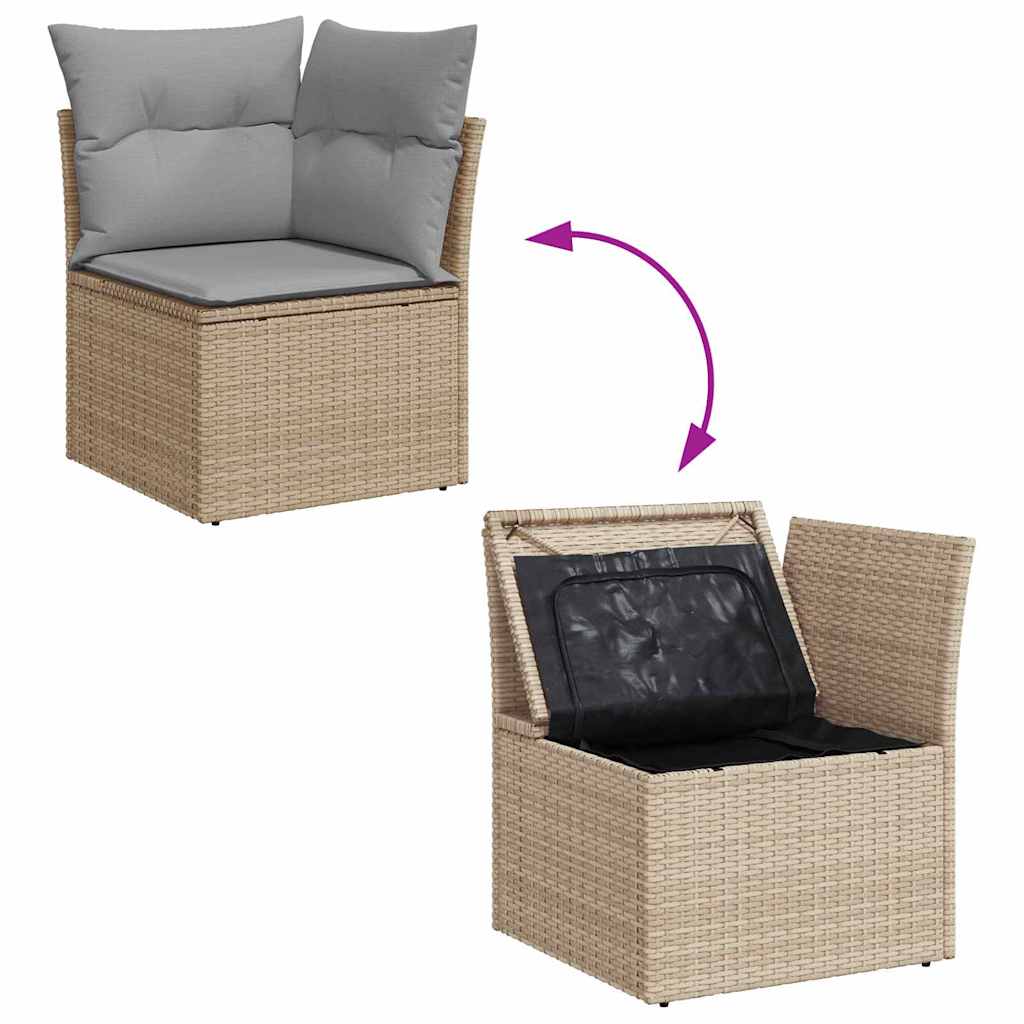 Set Divano da Giardino 9 pcs Beige e Grigio Chiaro polyrattan