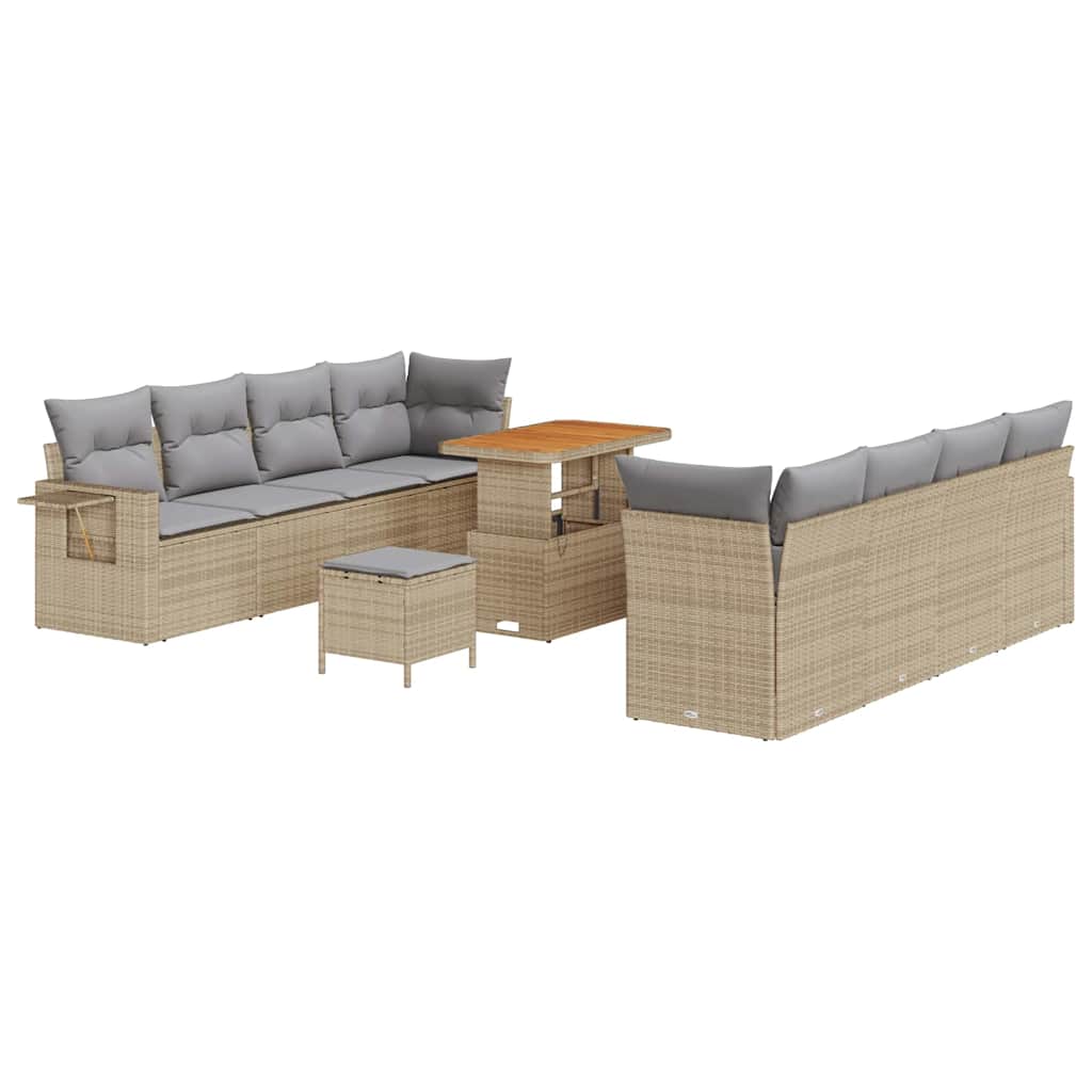 Set Divano da Giardino con cuscino 11 pcs beige e grigio chiaro