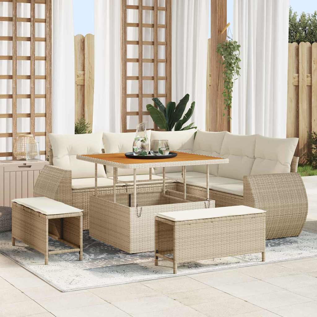 Set Divano da Giardino 8 pcs beige e panna 100 x 100 x 71 cm